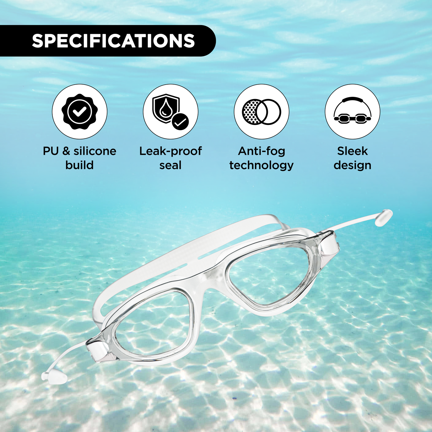 Endless EL1002 Stylish Swimming Goggle with Anti-Fog and UV Protection | Material : Silicon, Plastic | With Adjustable Strap and Ear Buds | Soft Silicon Gasket for Leak Proof | With Hard Case