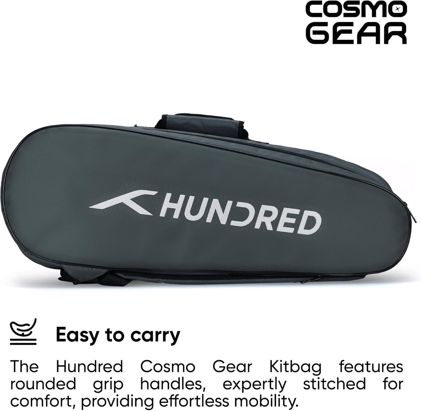 Hundred Cosmogear Badminton Kit-bag | Double Zipper | Bag with Front Zipper Pocket | Material: Polyester | Padded Back Straps | Easy-Carry Handle