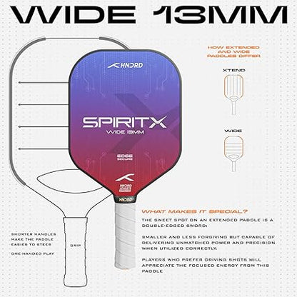 HUNDRED Spirit-X Wide Pickleball Racket | 13mm Core | Power-Play | Includes Free Bag (Blue/Red)
