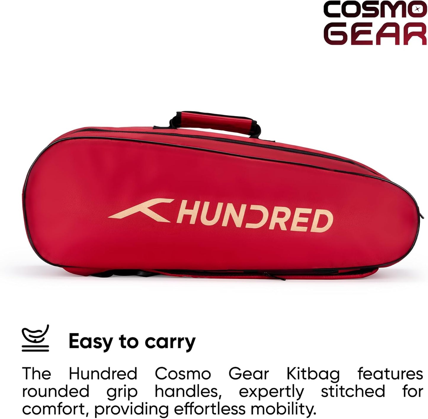 Hundred Cosmogear Badminton Kit-bag | Double Zipper | Bag with Front Zipper Pocket | Material: Polyester | Padded Back Straps | Easy-Carry Handle