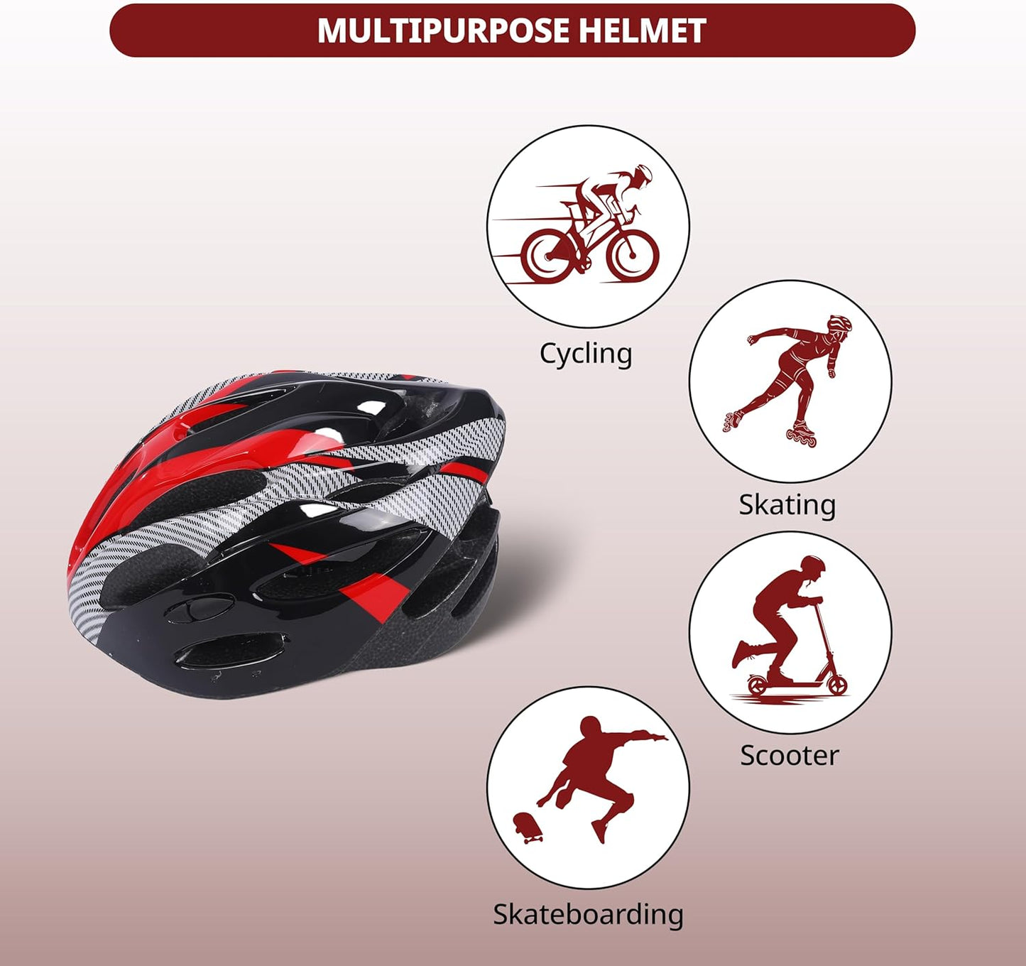 Endless EL1051 Cycle and Skates Helmet with Adjustable Strap | With Inside Cushioning Padding for Comfort | For Adults, Women and Men