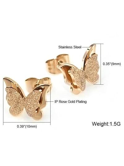YouBella Jewellery butterfly design Gold Plated Surgical Steel Stud Earrings for Girls and Women (Golden) (YBEAR_32436)