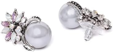 YouBella Crystal Silver Plated Stud Grey Earrings for Girl's and Women's