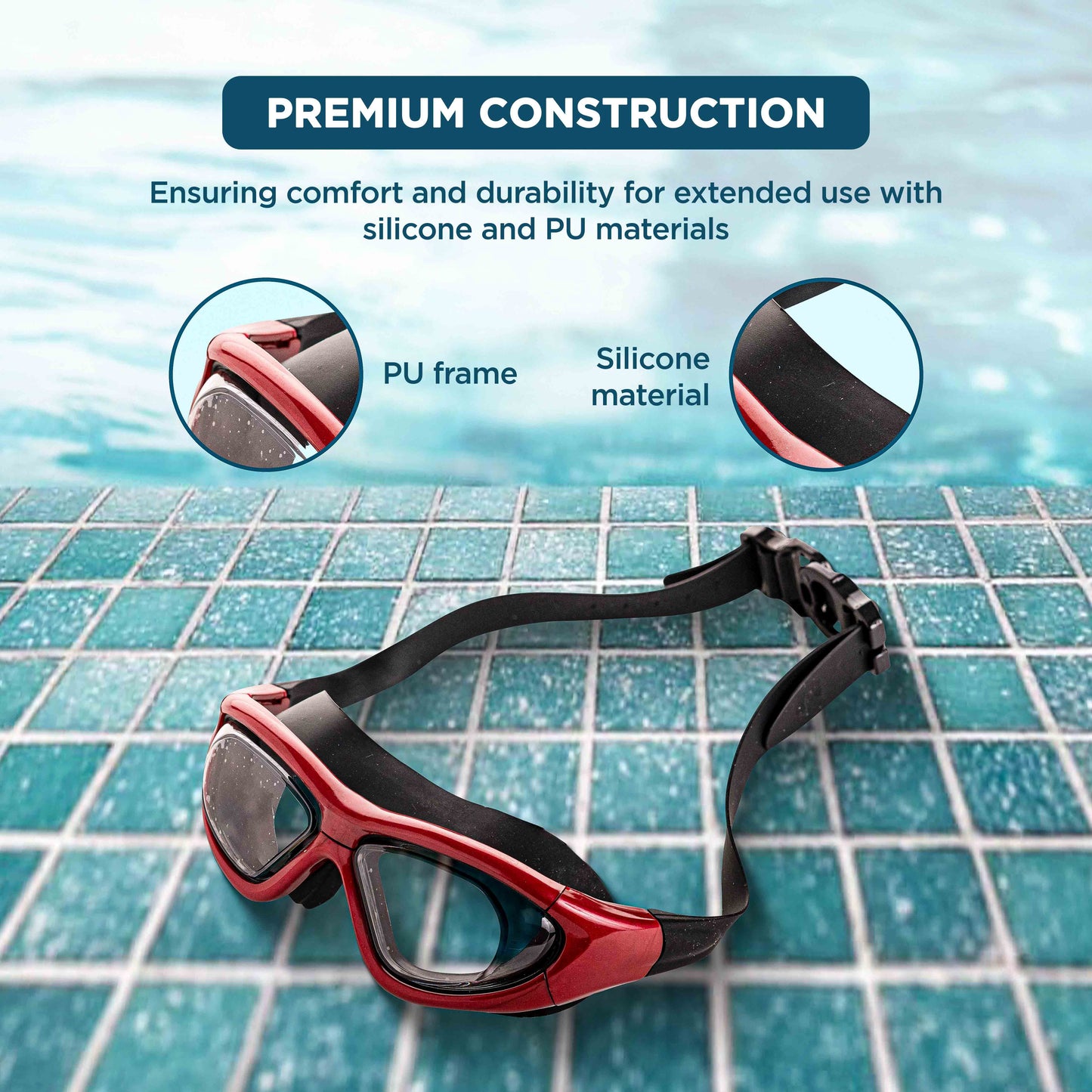 Endless EL1007 Premium Swimming Goggle with Anti-Fog and UV Protection | Material : Silicon, PU | Stylish 180 Degree Wide View Glasses | Soft Silicone Gasket for Leak Proof | With Hard Case