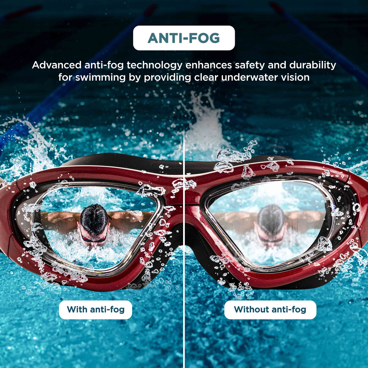 Endless EL1007 Premium Swimming Goggle with Anti-Fog and UV Protection | Material : Silicon, PU | Stylish 180 Degree Wide View Glasses | Soft Silicone Gasket for Leak Proof | With Hard Case