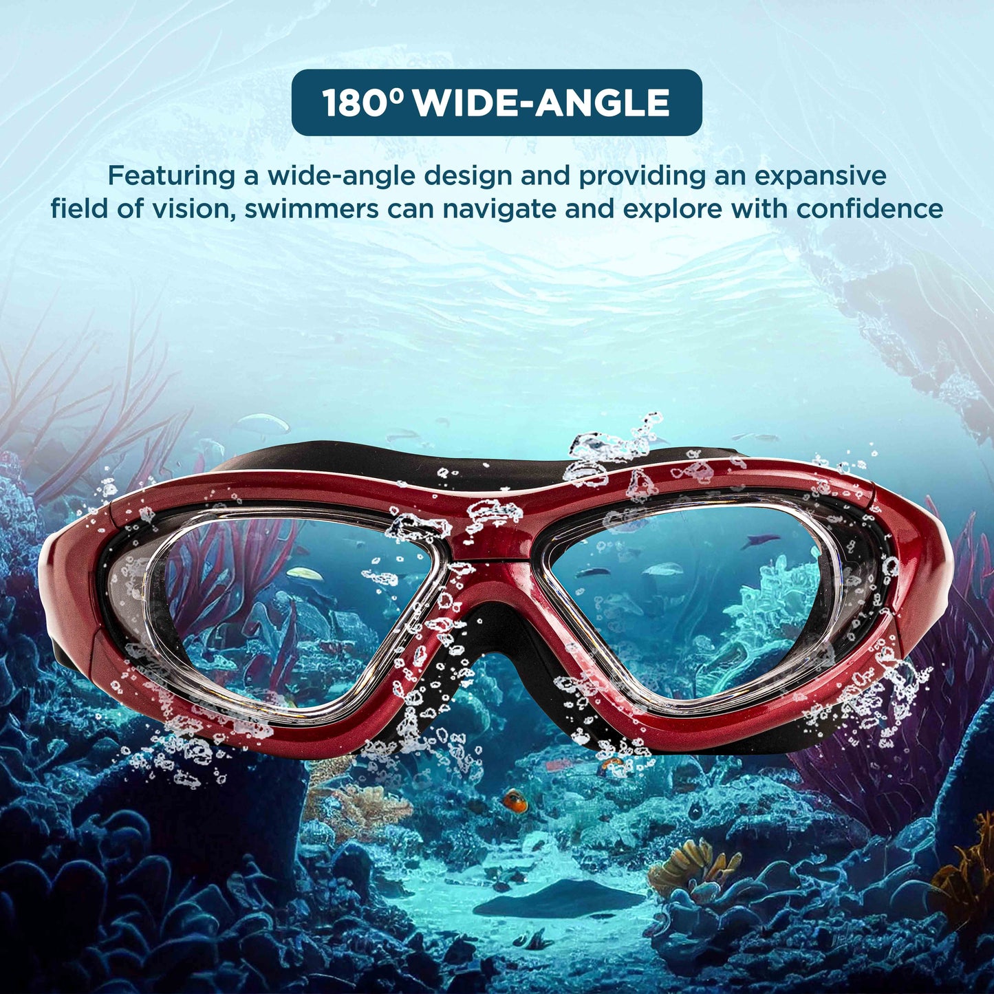 Endless EL1007 Premium Swimming Goggle with Anti-Fog and UV Protection | Material : Silicon, PU | Stylish 180 Degree Wide View Glasses | Soft Silicone Gasket for Leak Proof | With Hard Case