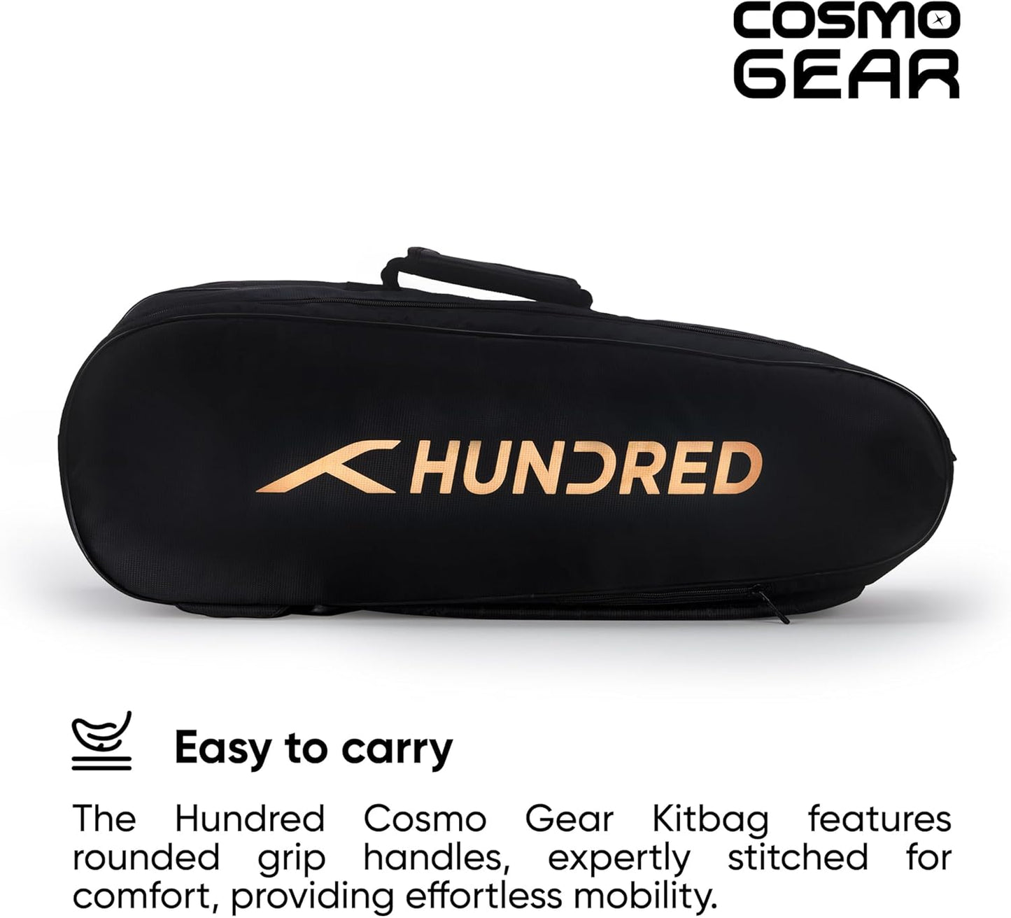 Hundred Cosmogear Badminton Kit-bag | Double Zipper | Bag with Front Zipper Pocket | Material: Polyester | Padded Back Straps | Easy-Carry Handle