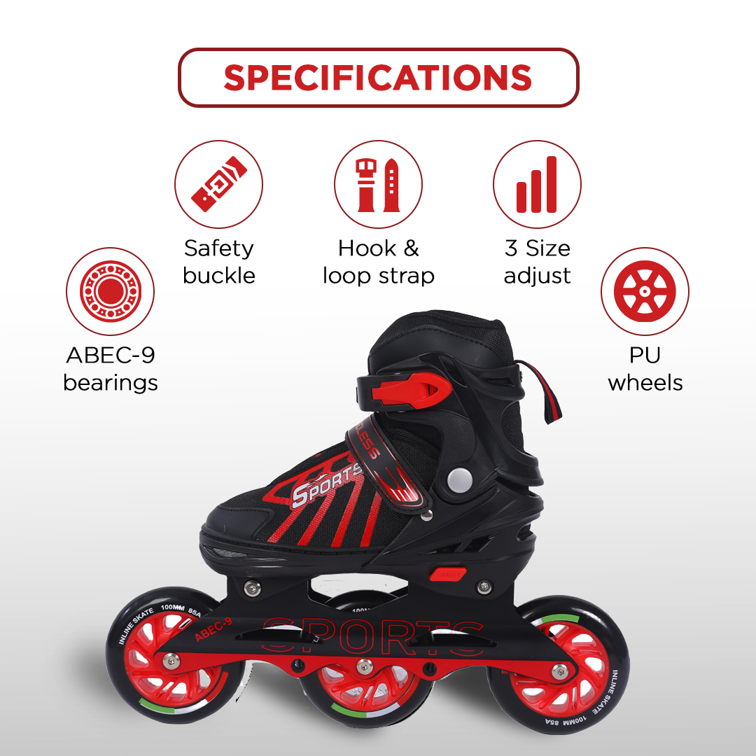 Endless EL1031 Inline Adjustable Skates for 3 to 6 Years | Aluminium Chassis and 100 mm PU Three Wheels | With ABEC 9 Bearings | Indoor and Outdoor