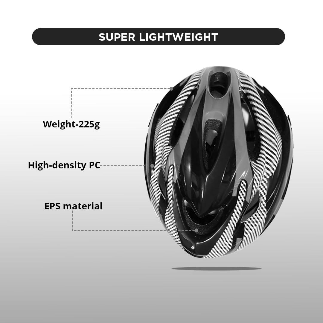 Endless EL1049 Cycle and Skates Helmet with Adjustable Strap | Carbon Grey | Material : Polycarbonate, EPS | With Inside Cushioning Padding for Comfort | For Adults, Women and Men