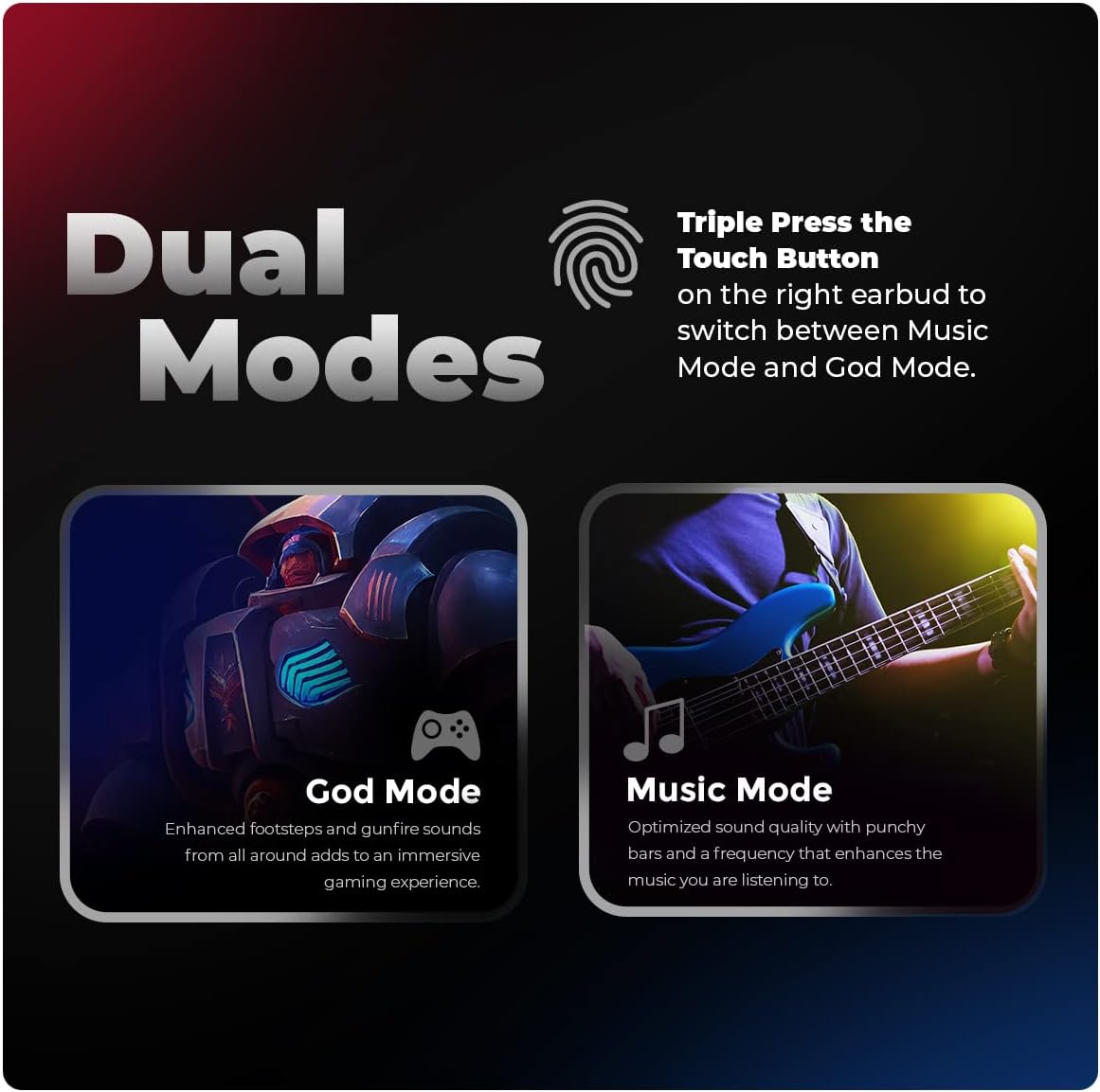 Cosmic Byte CosmoBuds X200 True Wireless Earbuds (TWS), BT 5.3, 38ms Latency GOD Mode™, Music Mode, 40Hrs, ENC, IPX5, Voice Assistant
