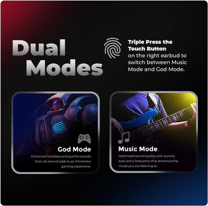Cosmic Byte CosmoBuds X200 True Wireless Earbuds (TWS), BT 5.3, 38ms Latency GOD Mode™, Music Mode, 40Hrs, ENC, IPX5, Voice Assistant