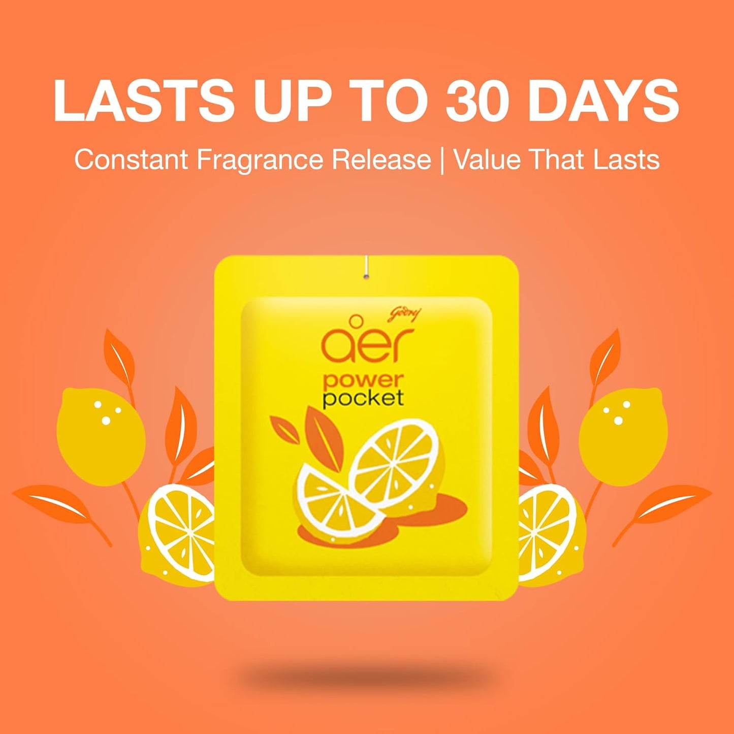AER Power Pocket Lemon Tangy Delight Solid Gel Freshener, Pack of 1 | Long-lasting solid gel air freshener for the entire home; Lemon Tangy Delight scent