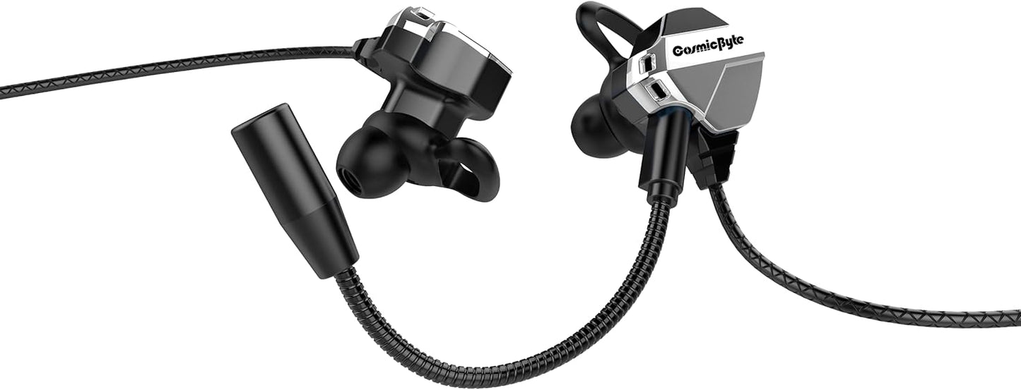 Cosmic Byte CB-EP-04 Gaming Wired In Ear Earphones with Mic with Detachable for PC, PS4, Mobiles, Tablets (Black/Silver)