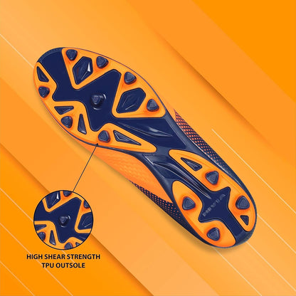 Nivia Ashtang Football Shoes (Black/Orange, 3 UK/ 4 US / 37 EU) | Synthetic Leather | PVC sole | Lace-Fastening | Padded Footbed