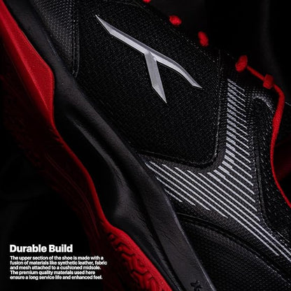 HUNDRED Court Star Non-Marking Professional Badminton Shoes for Mens (Black/Gold, EU 43/UK 9/US 10) | X-Cushion Protection | Suitable for Indoor Tennis/Squash/Table Tennis/Basketball & Padel