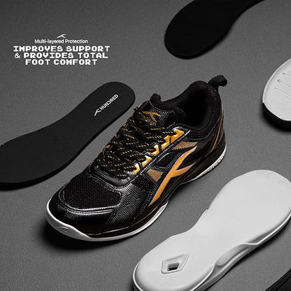 HUNDRED Raze Non-Marking Professional Badminton Shoes for Men | Suitable for Indoor Tennis/Squash/Table Tennis/Basketball & Padel