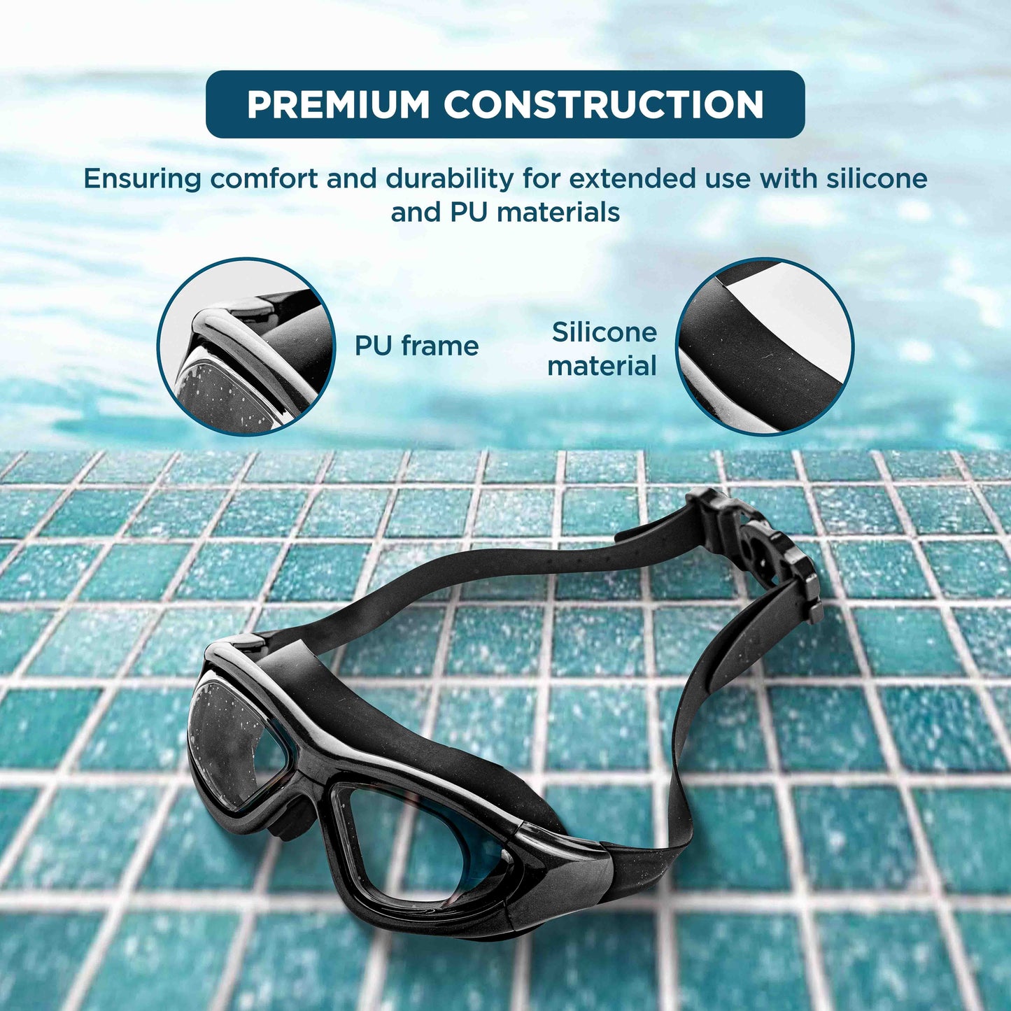 Endless EL1007 Premium Swimming Goggle with Anti-Fog and UV Protection | Material : Silicon, PU | Stylish 180 Degree Wide View Glasses | Soft Silicone Gasket for Leak Proof | With Hard Case