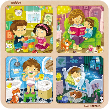 Webby 4-in-1 Wooden Educational Puzzle Set for Kids – Learn Weather, Seasons & Everyday Life | 36 Pcs Montessori Learning Toy for Boys & Girls 3+ Years pack of 2