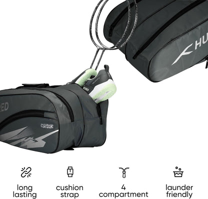 Hundred Cosmogear Badminton Kit-bag | Double Zipper | Bag with Front Zipper Pocket | Material: Polyester | Padded Back Straps | Easy-Carry Handle