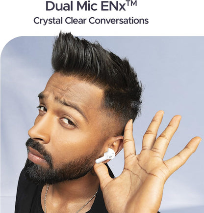 boAt Newly Launched Airdopes 71 TWS Earbuds with 40 Hours Playtime, Dual Mics with ENxTM, ASAPᵀᴹ Charge, IWPᵀᴹ, BEASTᵀᴹ Mode with 50 ms Low Latency, IPX4 & Pocketable ID(Frost White)