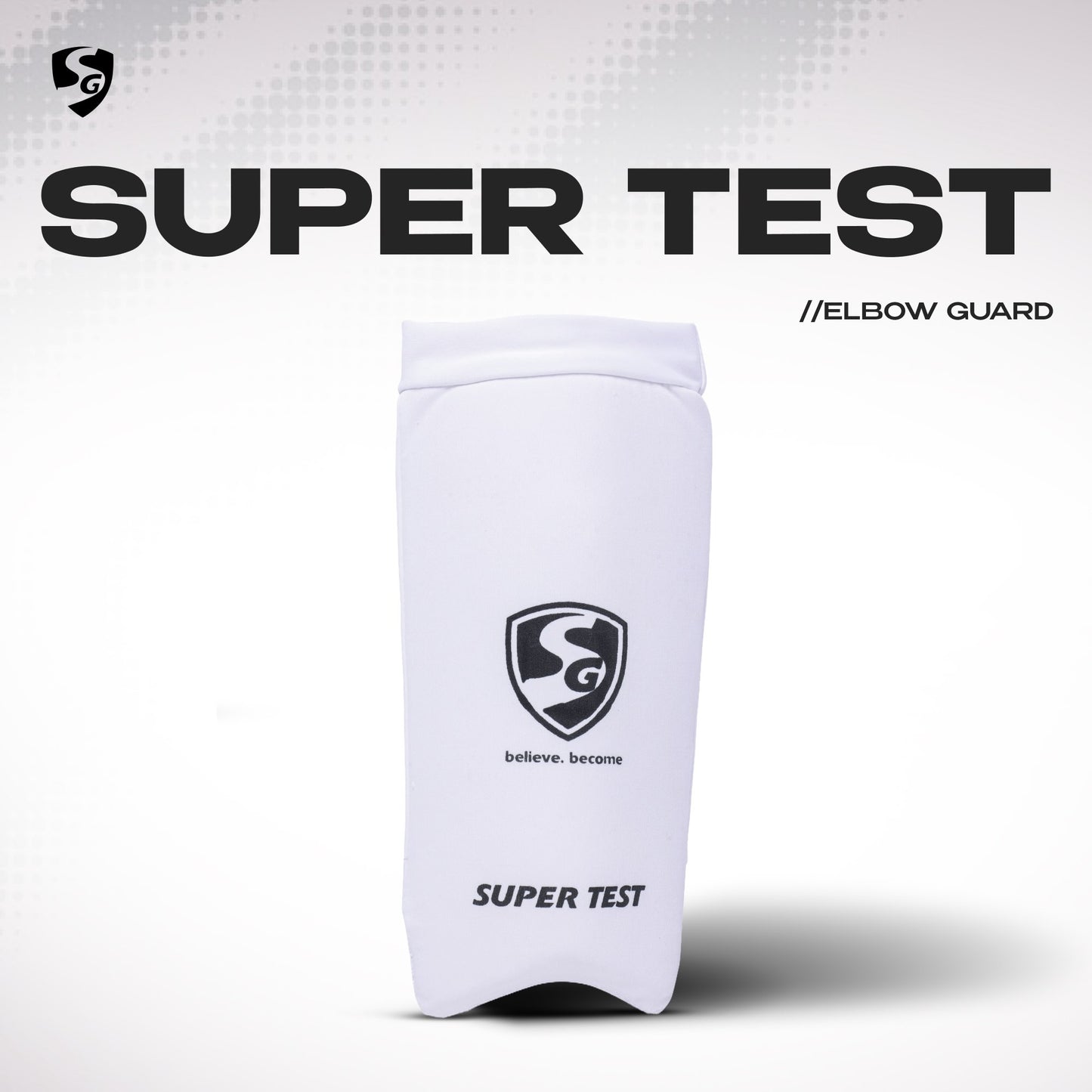 SG Super Test Cricket Elbow Guard | White | Size: Youth | Elbow Protector