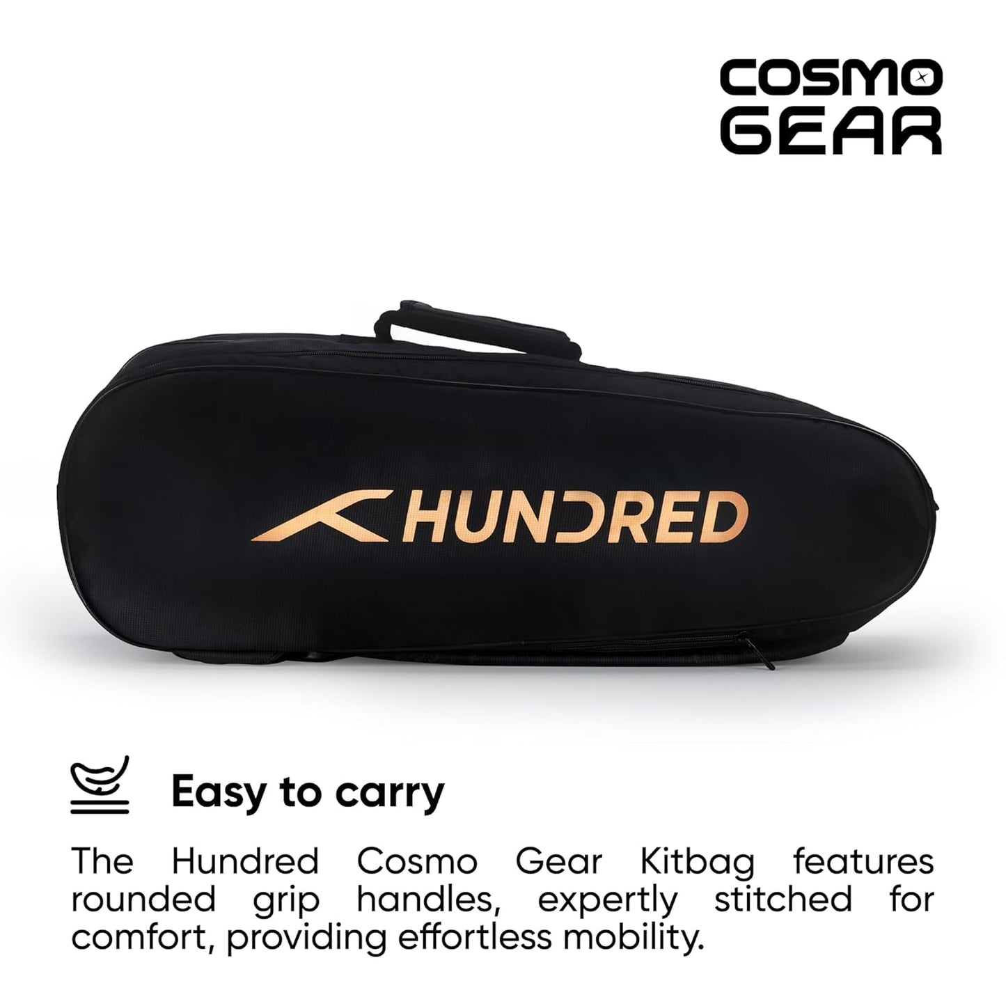 Hundred Cosmogear Badminton Kit-bag Double Zipper Bag Front Zipper Pocket | Material: Polyester | Padded Back Straps | Easy-Carry Handle