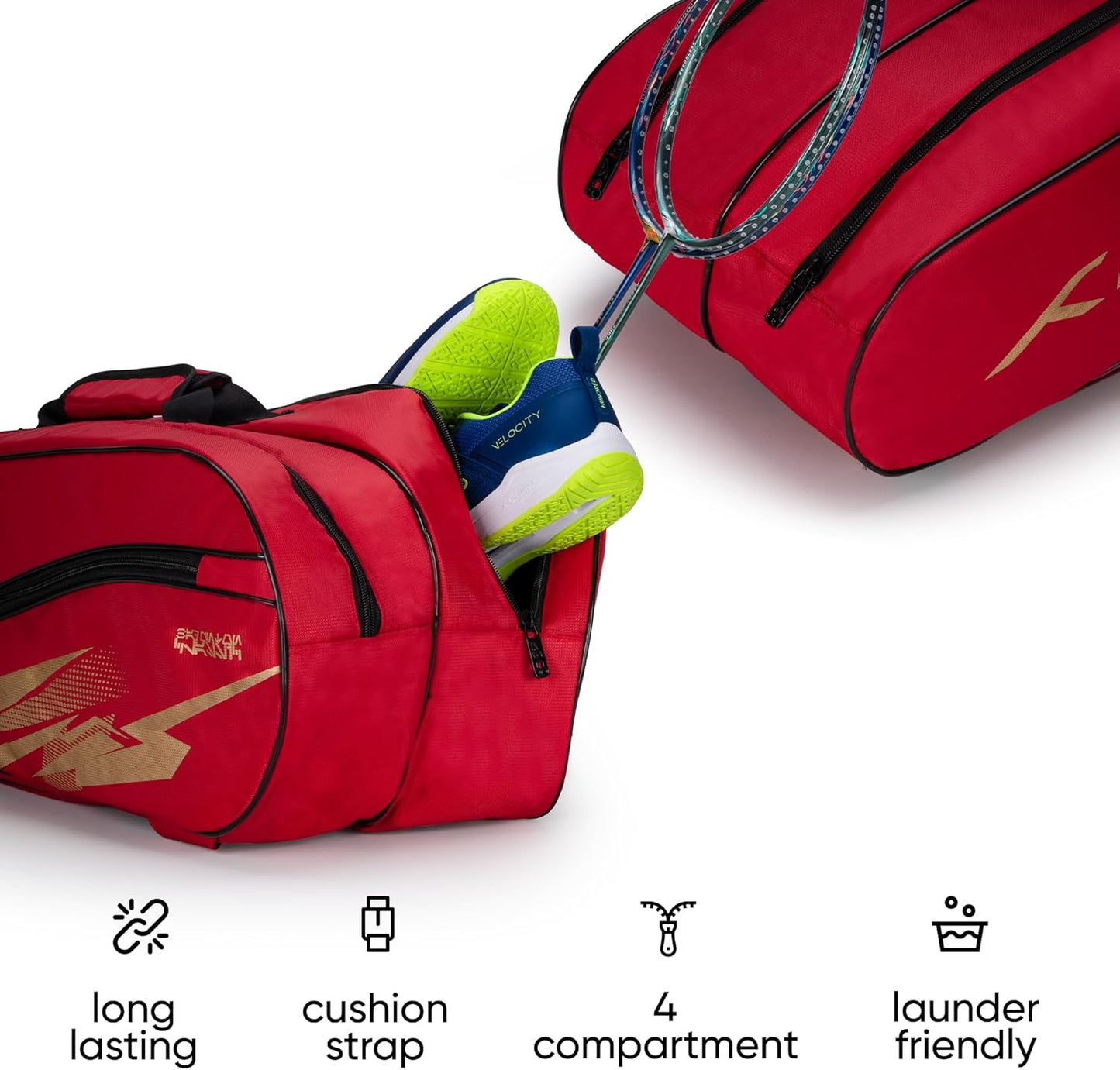 Hundred Cosmogear Badminton Kit-bag | Double Zipper | Bag with Front Zipper Pocket | Material: Polyester | Padded Back Straps | Easy-Carry Handle