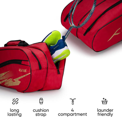 Hundred Cosmogear Badminton Kit-bag | Double Zipper | Bag with Front Zipper Pocket | Material: Polyester | Padded Back Straps | Easy-Carry Handle