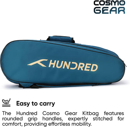 Hundred Cosmogear Badminton Kit-bag | Double Zipper | Bag with Front Zipper Pocket | Material: Polyester | Padded Back Straps | Easy-Carry Handle