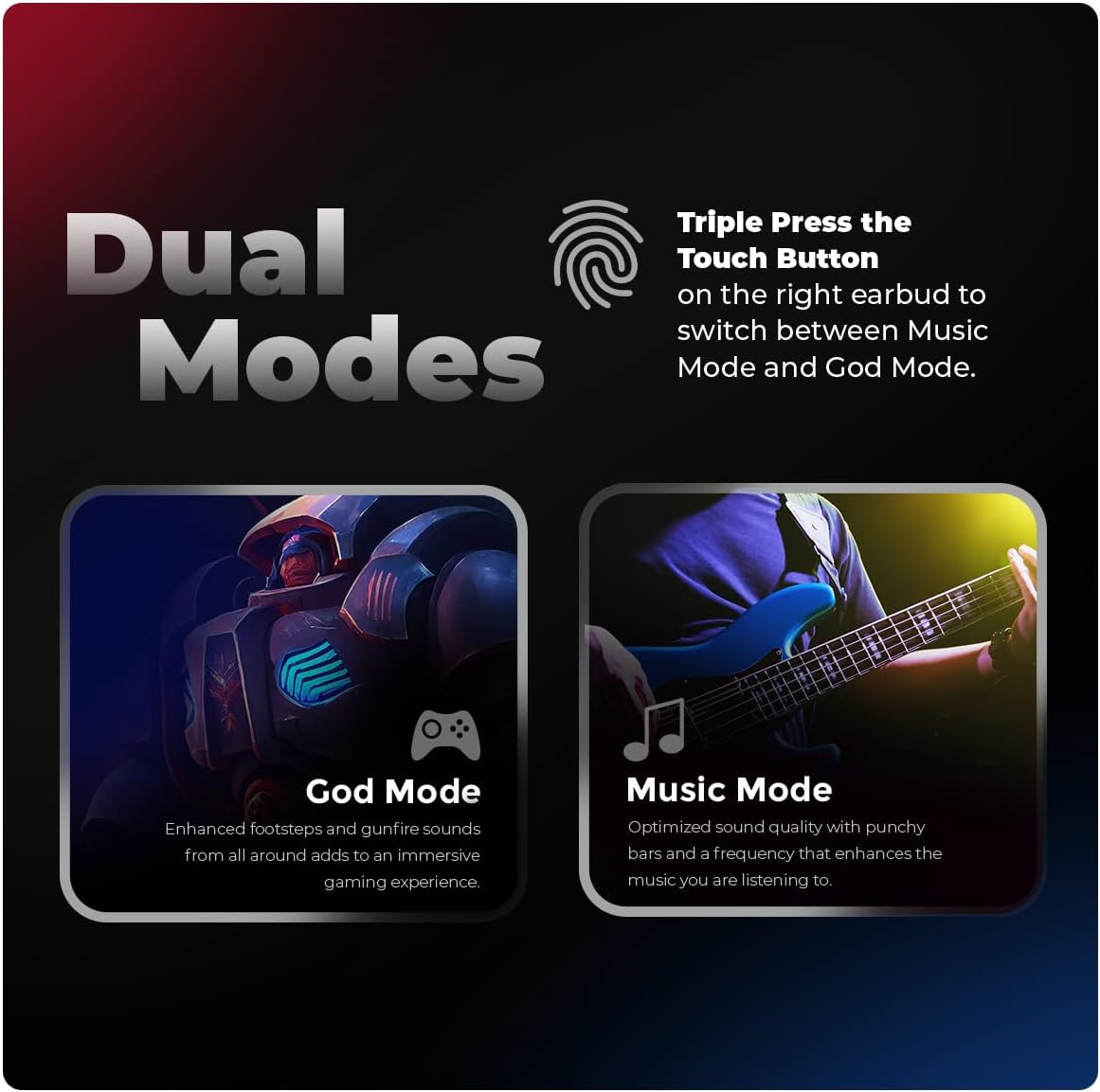 Cosmic Byte CosmoBuds X200 True Wireless Earbuds (TWS), BT 5.3, 38ms Latency GOD Mode™, Music Mode, 40Hrs, ENC, IPX5, Voice Assistant