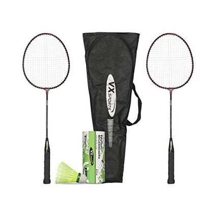 Vector X VXB-10 Aluminum Badminton Racket Set | 2 Racquet and 3 Pieces Nylon Shuttles with Full-Cover Set | Material: Aluminum | for Intermediate players| for Adults