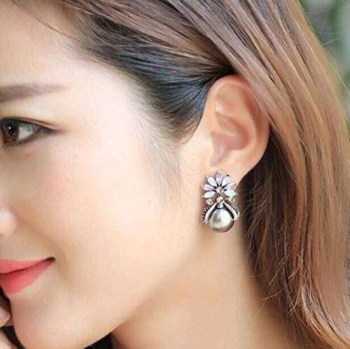 YouBella Crystal Silver Plated Stud Grey Earrings for Girl's and Women's