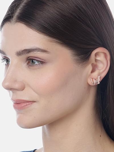 YouBella Jewellery butterfly design Gold Plated Surgical Steel Stud Earrings for Girls and Women (Golden) (YBEAR_32436)