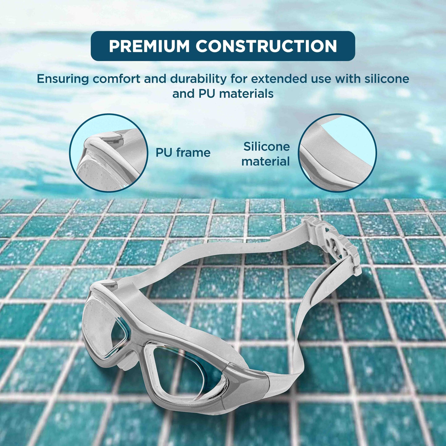 Endless EL1007 Premium Swimming Goggle with Anti-Fog and UV Protection | Material : Silicon, PU | Stylish 180 Degree Wide View Glasses | Soft Silicone Gasket for Leak Proof | With Hard Case