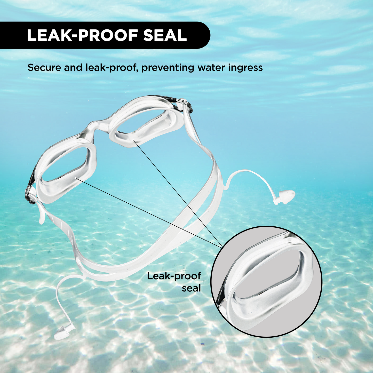 Endless EL1002 Stylish Swimming Goggle with Anti-Fog and UV Protection | Material : Silicon, Plastic | With Adjustable Strap and Ear Buds | Soft Silicon Gasket for Leak Proof | With Hard Case