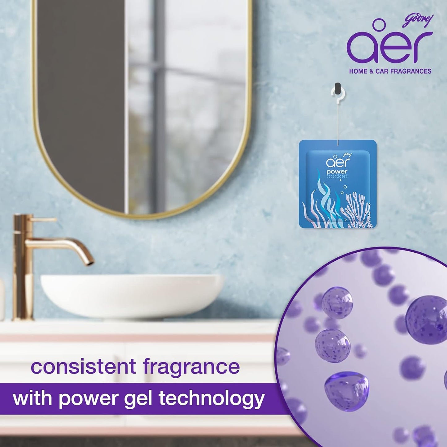 AER Power Pocket Assorted Solid Gel Air Freshener, Pack of 5 | Long-lasting solid gel air fresheners for the entire home; assorted scents variety pack