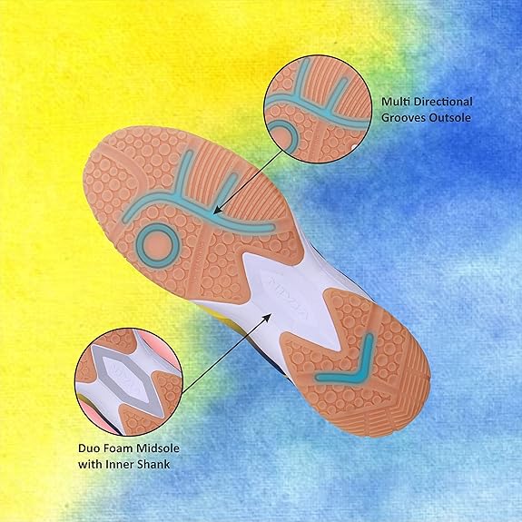 Nivia HY - Court 2.0 Badminton Shoes (Yellow/Blue, 7 UK / 8 US / 41 EU) | For Mens and Boys | Non - Marking Round Sole