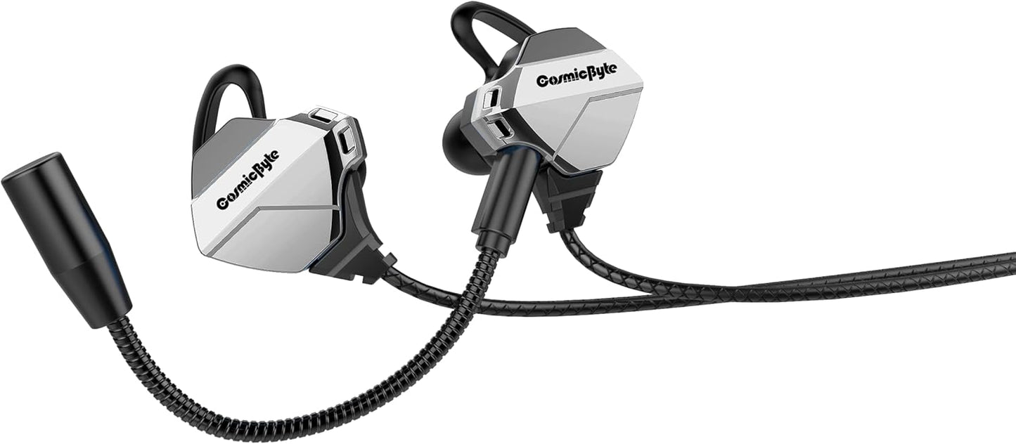 Cosmic Byte CB-EP-04 Gaming Wired In Ear Earphones with Mic with Detachable for PC, PS4, Mobiles, Tablets (Black/Silver)