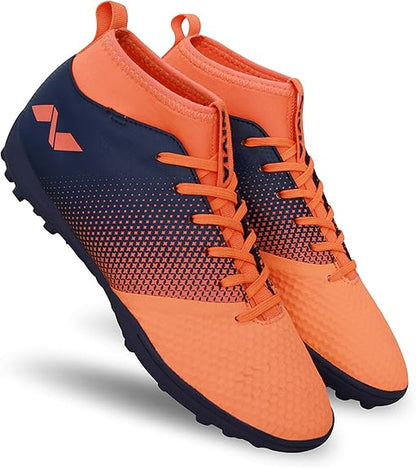 Nivia Ashtang Football Turf Shoes (Fluro Orange, 8 UK/ 9 US / 42 EU) | Rubber, Moulded Insole | Minimal Water Absorption