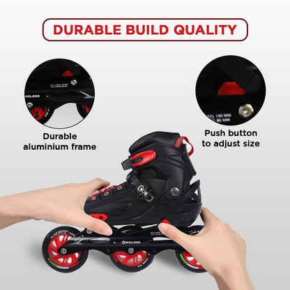 Endless EL1033 Inline Adjustable Skates for 6 to 12 Years | Aluminium Chassis and 100 mm PU Three Wheels | With ABEC 9 Bearings | Indoor and Outdoor