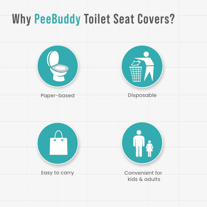 Peebuddy Disposable Paper Toilet Seat Covers (Pack of 40) | No Direct Contact with Unhygieneic Seats| Easy to Dispose| Nature Friendly| Must Have for Women