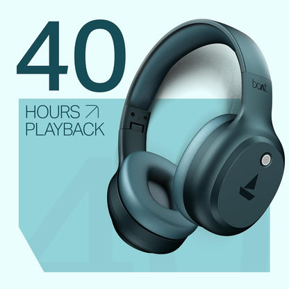 boAt Rockerz 421 Wireless Bluetooth Headphones (2025 Launch) | 40H Battery, 40mm Drivers, 40ms Low Latency Gaming Mode, ENx Mic Technology, Bluetooth v5.4, Integrated Controls(Bold Blue)
