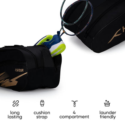 Hundred Cosmogear Badminton Kit-bag Double Zipper Bag Front Zipper Pocket | Material: Polyester | Padded Back Straps | Easy-Carry Handle