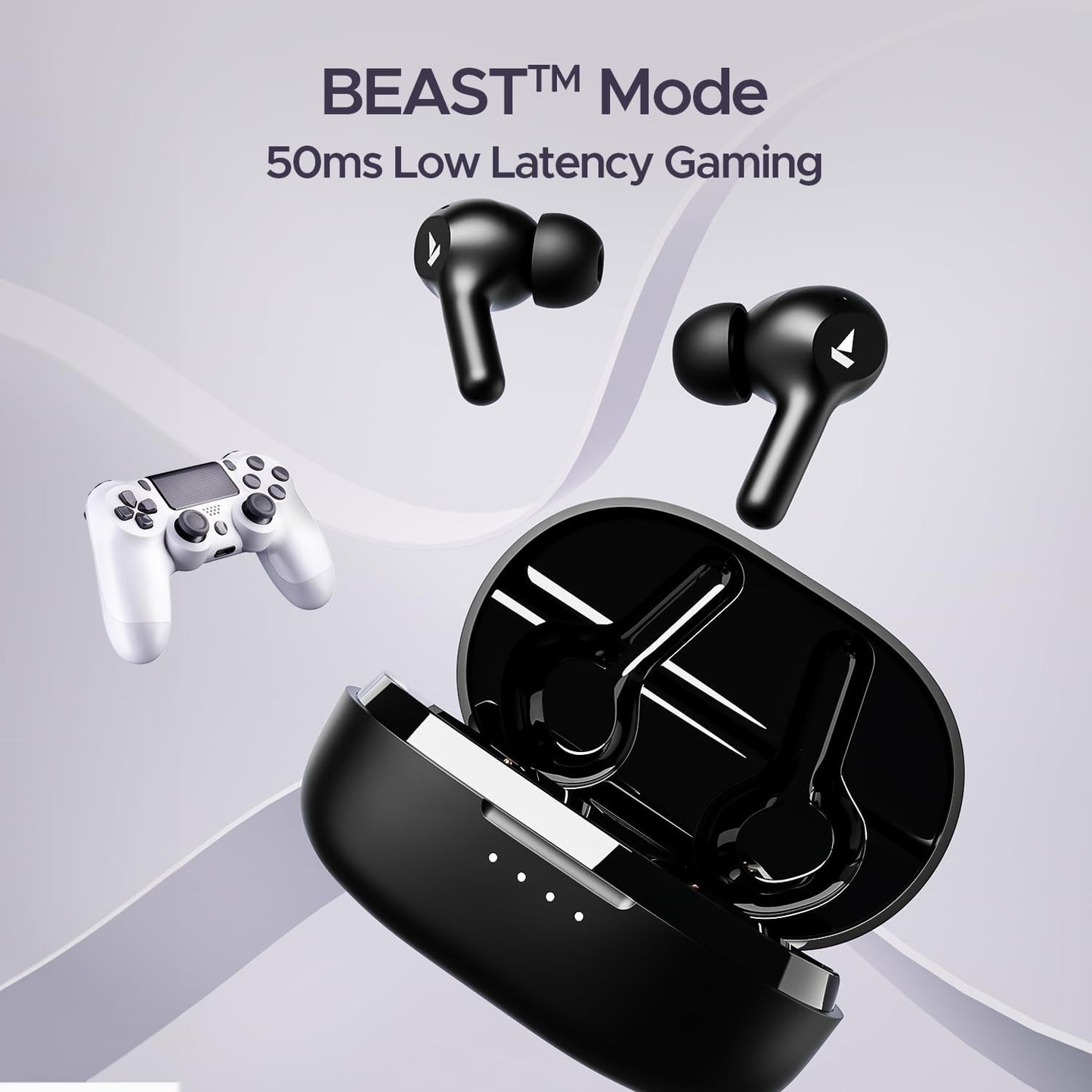 boAt Newly Launched Airdopes 71 TWS Earbuds with 40 Hours Playtime, Dual Mics with ENxTM, ASAPᵀᴹ Charge, IWPᵀᴹ, BEASTᵀᴹ Mode with 50 ms Low Latency, IPX4 & Pocketable ID(Active Black)
