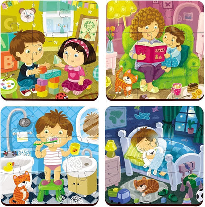 Webby 4-in-1 Wooden Educational Puzzle Set for Kids – Learn Weather, Seasons & Everyday Life | 36 Pcs Montessori Learning Toy for Boys & Girls 3+ Years pack of 2