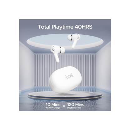 boAt Newly Launched Airdopes 71 TWS Earbuds with 40 Hours Playtime, Dual Mics with ENxTM, ASAPᵀᴹ Charge, IWPᵀᴹ, BEASTᵀᴹ Mode with 50 ms Low Latency, IPX4 & Pocketable ID(Frost White)