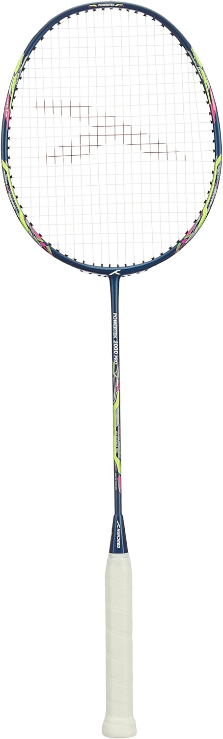 HUNDRED Powertek 2000 PRO Graphite Strung Badminton Racket with Full Racket Cover | For Intermediate Players | Weight: 90 grams | Maximum String Tension