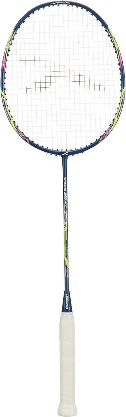 HUNDRED Powertek 2000 PRO Graphite Strung Badminton Racket with Full Racket Cover | For Intermediate Players | Weight: 90 grams | Maximum String Tension