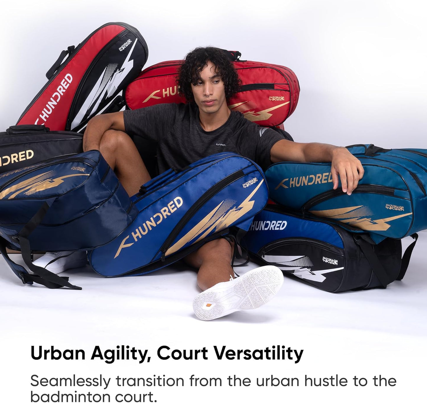 Hundred Cosmogear Badminton Kit-bag | Double Zipper | Bag with Front Zipper Pocket | Material: Polyester | Padded Back Straps | Easy-Carry Handle