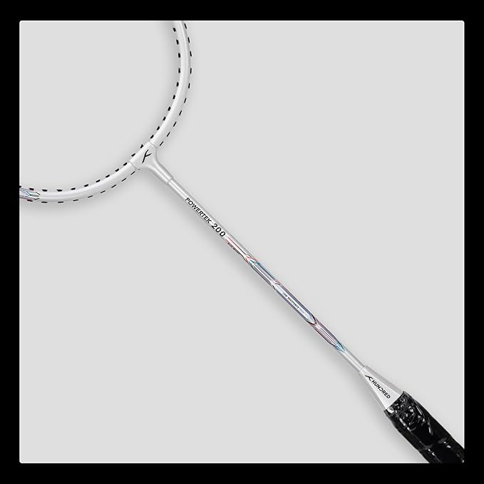 HUNDRED Powertek 200 PRO Badminton Racquet with Head Cover  | Strung | Material:Aluminium|For Intermediate Players|Weight:95 grams|Maximum String Tension- 18-20lbs